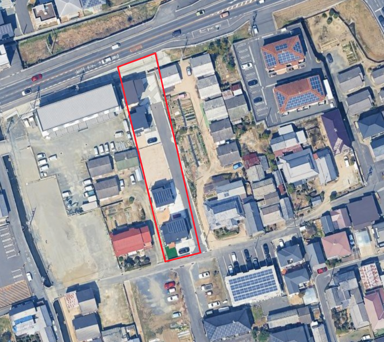住宅分譲地として活用。赤枠は対象地の概略